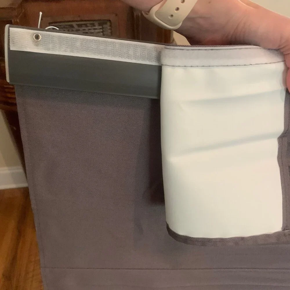 Real Simple Gray Cordless Blackout Energy-Efficient Cotton Roman Shade 32 in. W